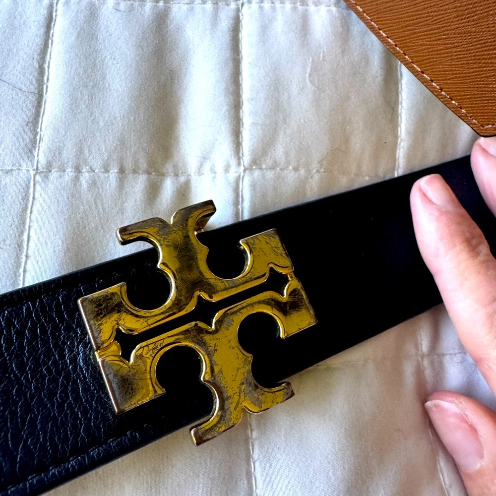 Tory Burch 1.5 Eleanor leather monogram  belt